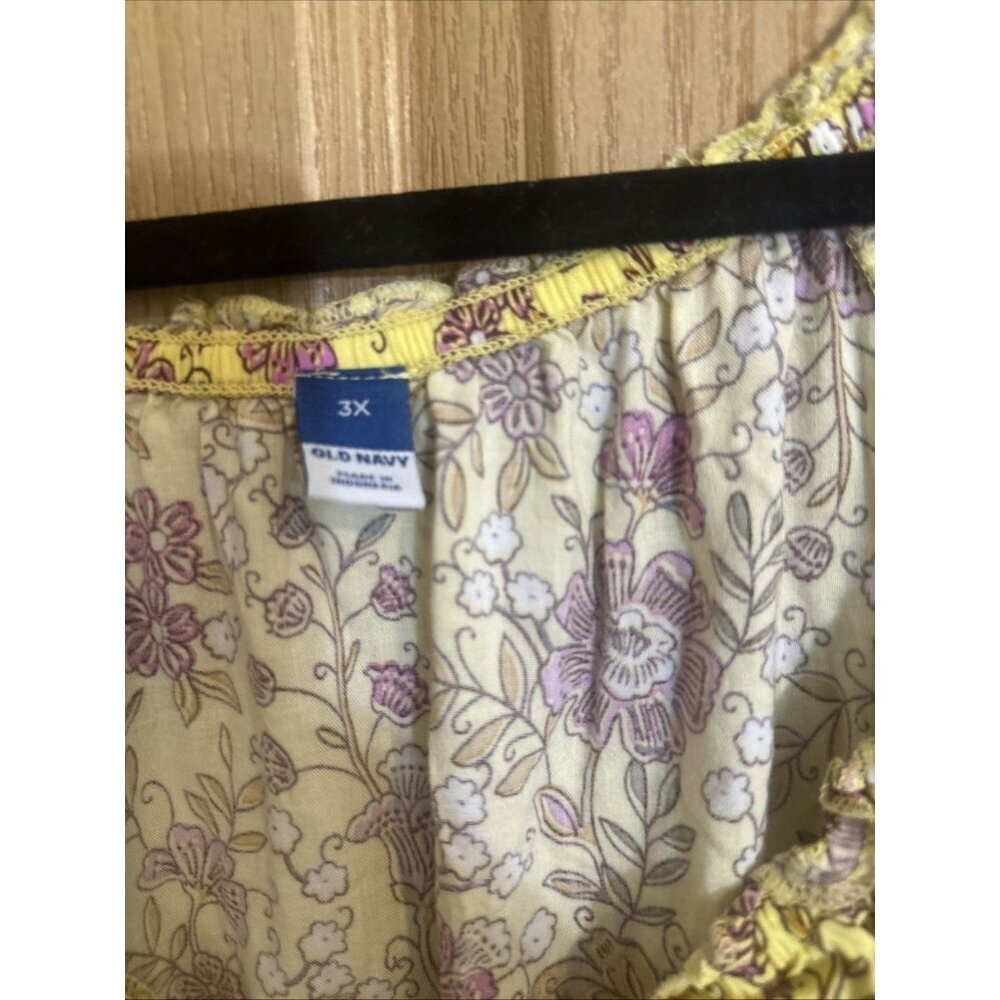 Old Navy Women’s Yellow Floral Boho Midi Dress Size 3X Smocked Waist Cottagecore - Picture 3 of 10